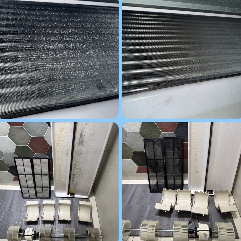 台中南區・2 年未清洗｜熱交換器、濾網與風鼓逐件拆洗，恢復乾淨、出風更順。